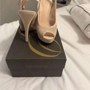 Enzo Angiolini Cream Peep-Toe Heels